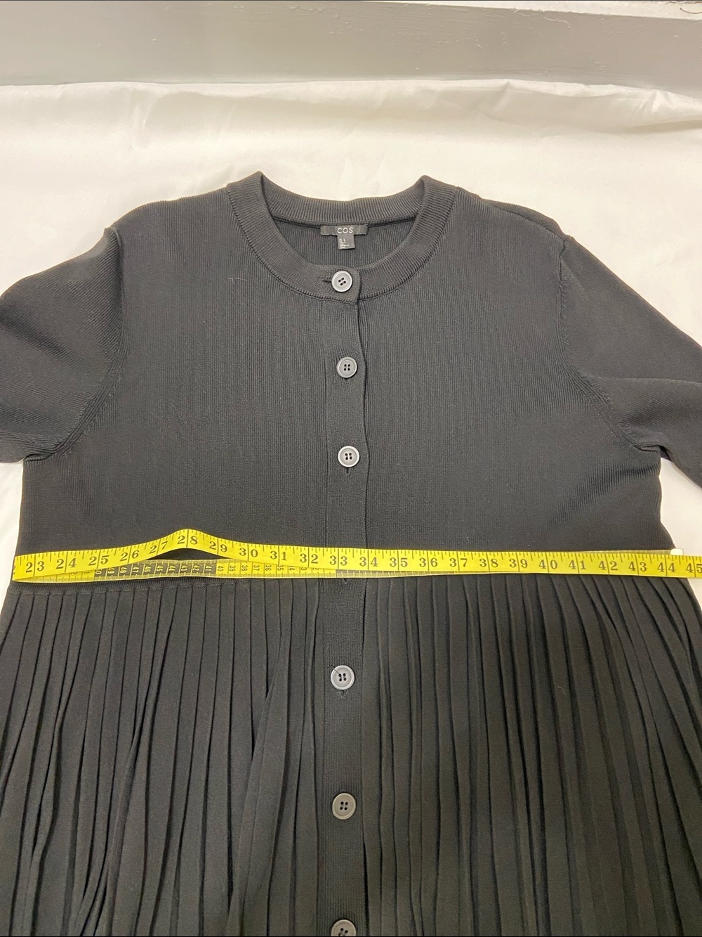 COS Black Ribbed Knit Button-Front Cardigan Size-Large - Picture 7 of 14